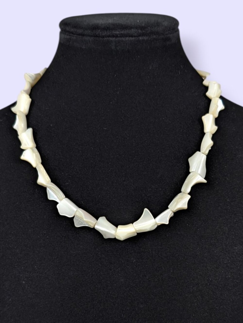 Vintage Mother of Pearl "Tooth" Beaded Necklace